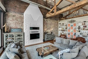 Smart TV, fireplace, video games, books