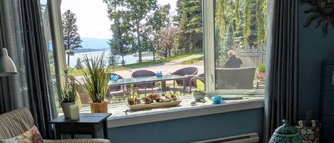 TV, fireplace, DVD player, books