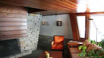 Smart-TV, Kamin, DVD-Player, Bücher