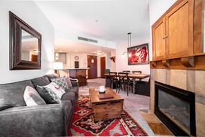 TV, fireplace, DVD player, stereo