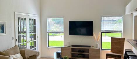 TV, DVD player, ping pong, stereo