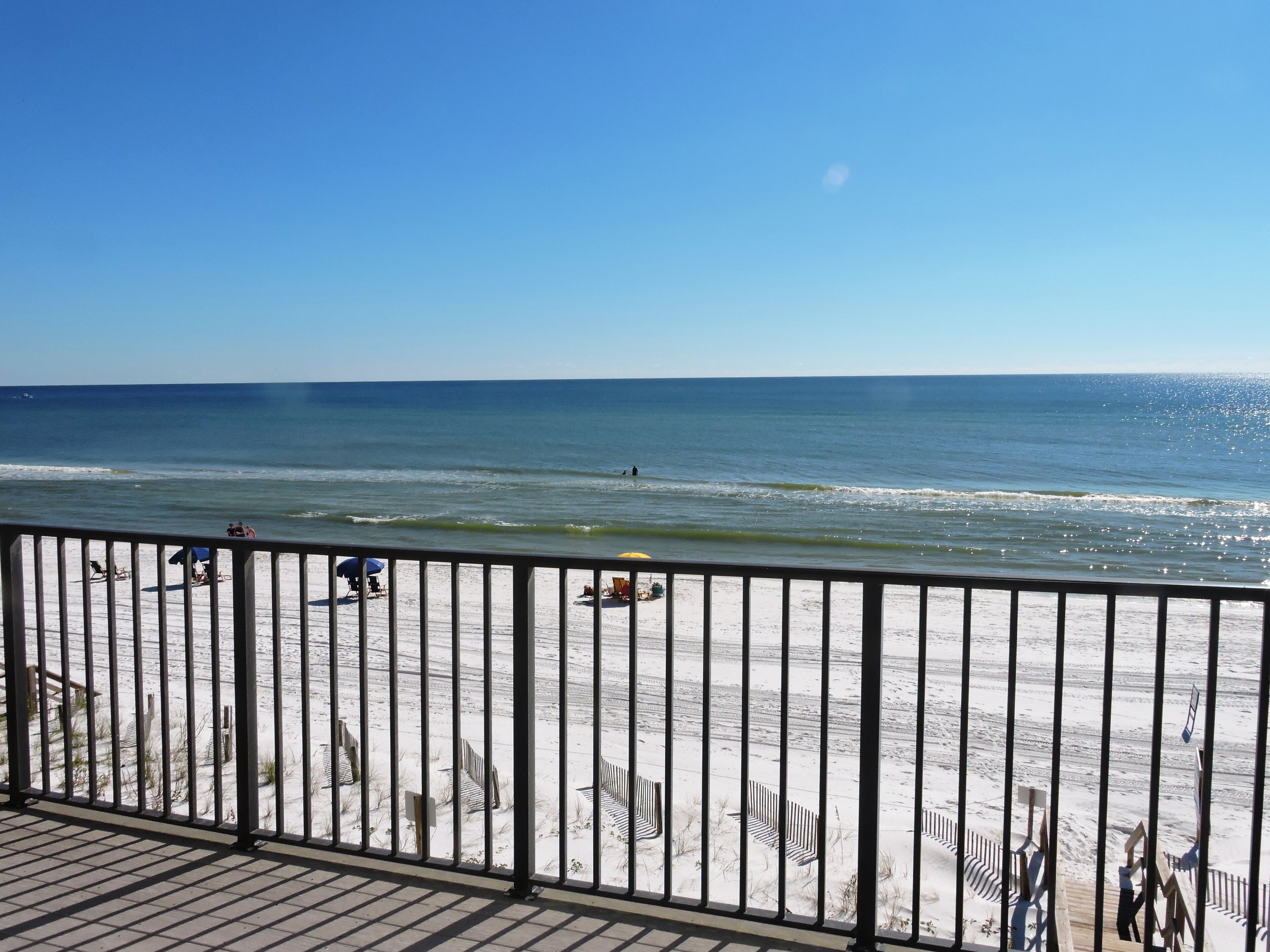 On the beach, sun loungers