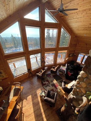 Een smart-tv, een open haard, een dvd-speler en boeken