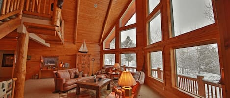 Smart TV, fireplace, video games, video library