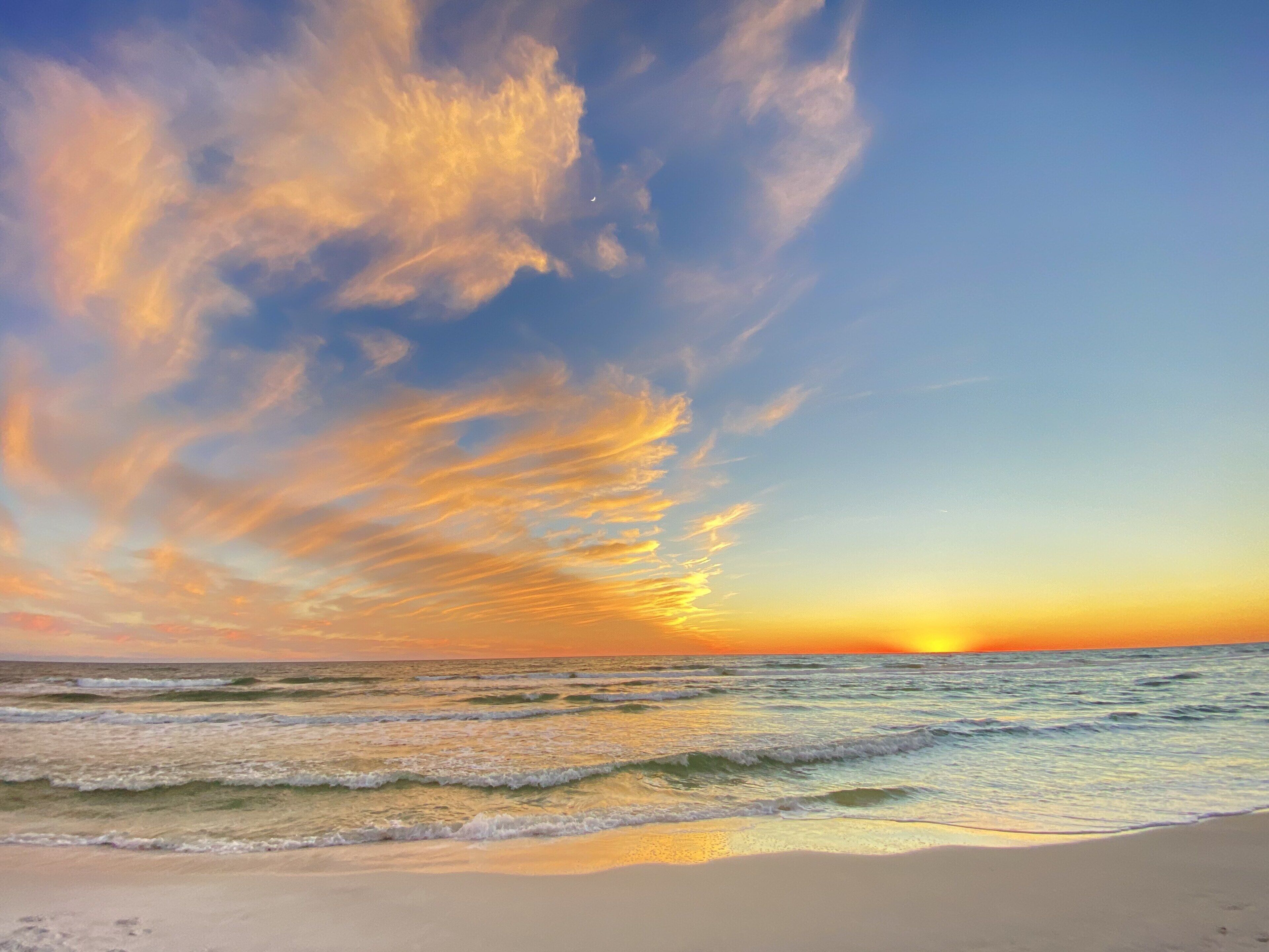 On the beach, sun-loungers, beach towels