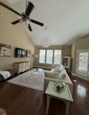 TV, DVD player, stereo