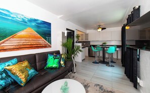 TV, DVD player, video library