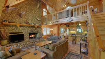 Smart TV, fireplace, video games, DVD player