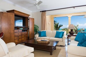 TV - Villa 304: 3rd Floor, 2 Bedrooms, 2 1/2 Baths, Ocean Front, NOW WITH 2 KING BEDS (Grace Bay)