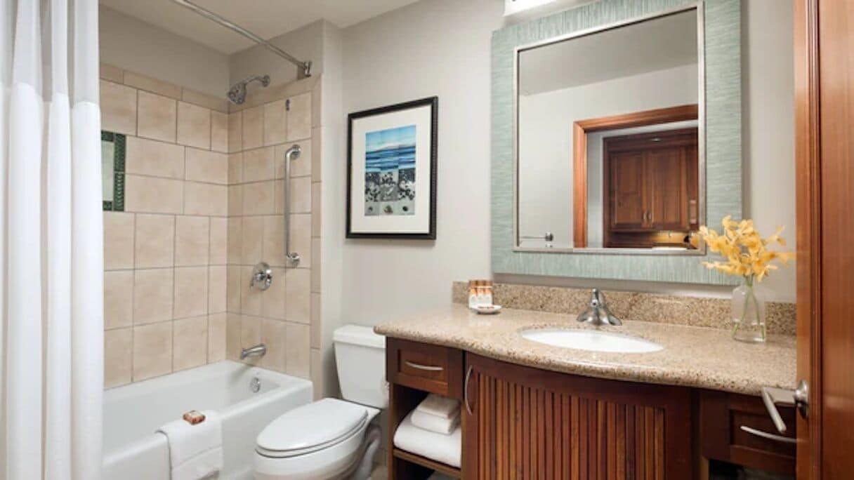 Shower, jetted tub, hair dryer, towels