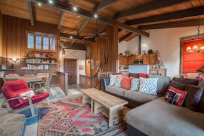 TV, fireplace, DVD player, foosball