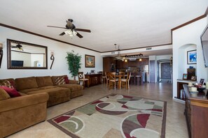 Smart TV, DVD player, books, video library