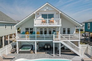 Exterior - Newly Renovated Oceanfront Home w/Private Heated Pool, Hot Tub & Tent Service (Holden Beach)