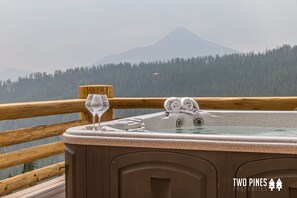 Outdoor spa tub - Gorgeous Home! Private Hot Tub, Stunning Views, & Backcountry Ski Access! (Big Sky)