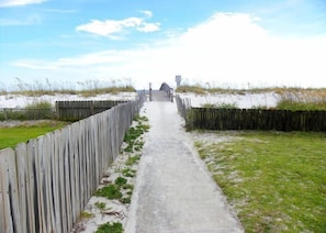 Your walk to the beach. Less than 100 yards from door to water.