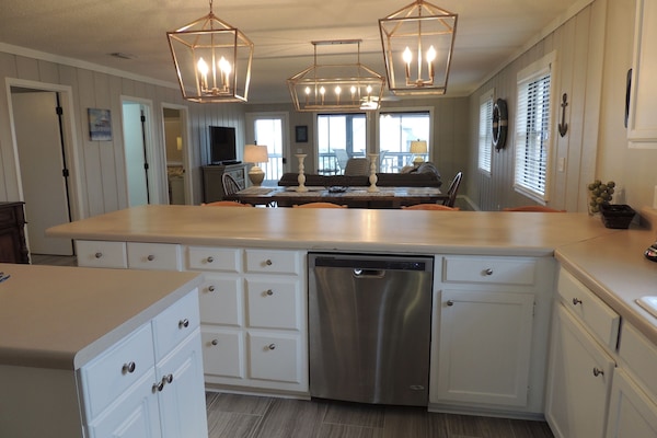 Kitchen, dining and family room