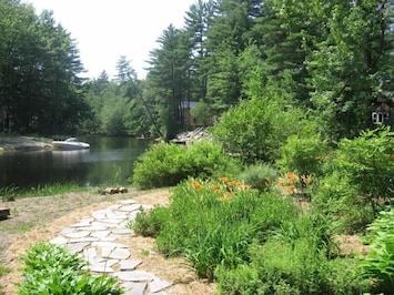 View of the river that leads into Sebago Lake.