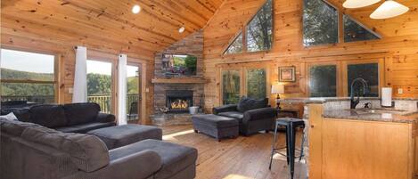 Smart TV, fireplace, foosball, table tennis