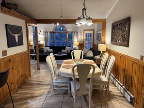 Dining - Spectacular Catskill Mountain River Front Custom Log Home (hancock)