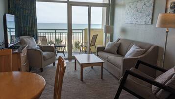 Flat-screen TV, DVD player