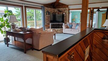 Smart TV, DVD player, books, video library