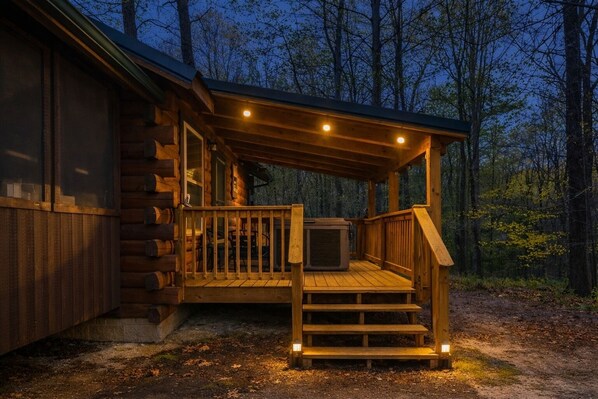 Terrace/patio - Secluded Cabin on 40 Acres | Hot Tub + Fireplace (Logan)