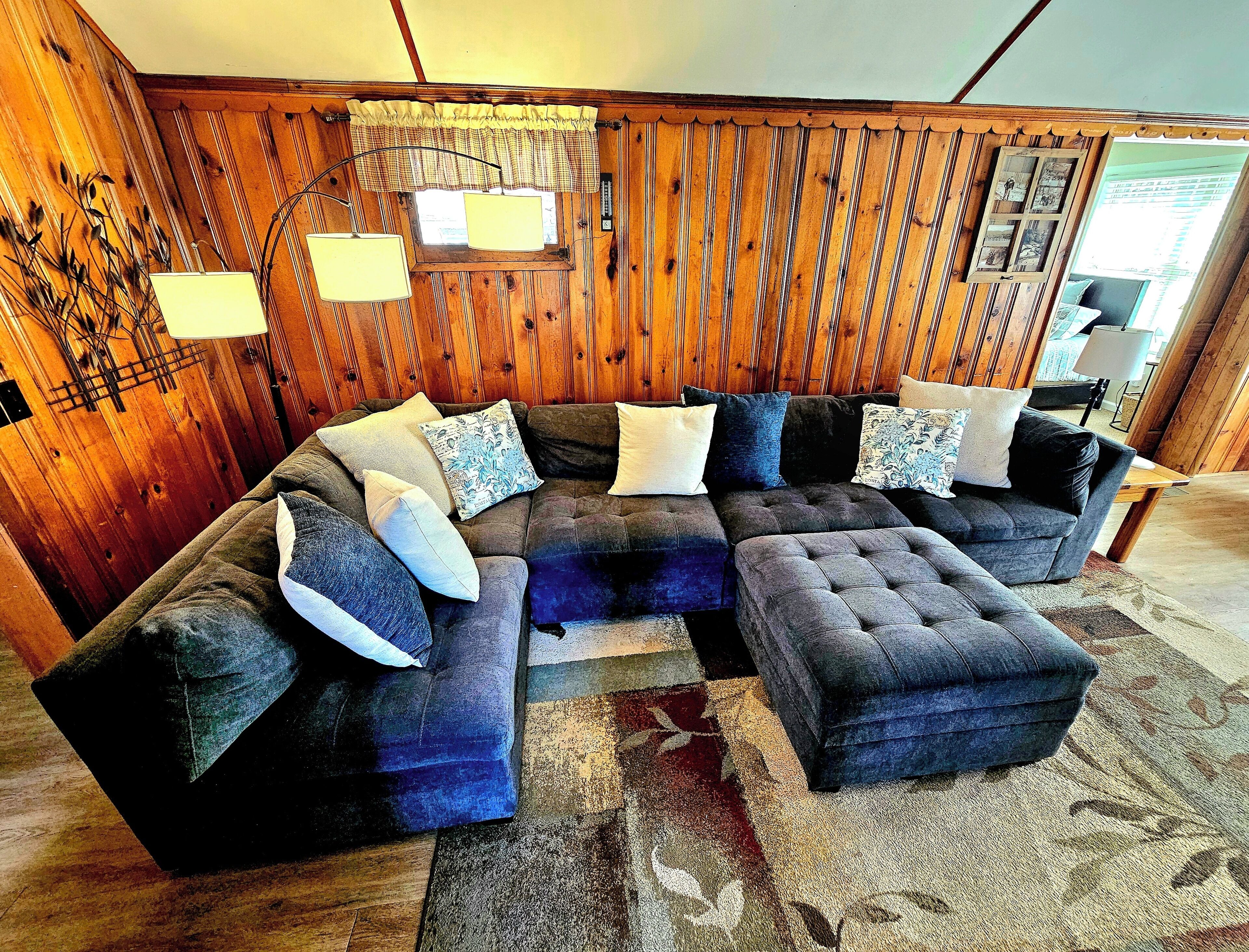 智能電視、壁爐、書籍、影像庫