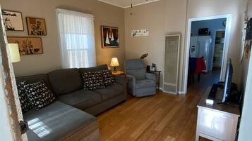 Smart TV, DVD player, books, video library