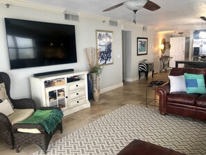 TV, DVD player, table tennis, books