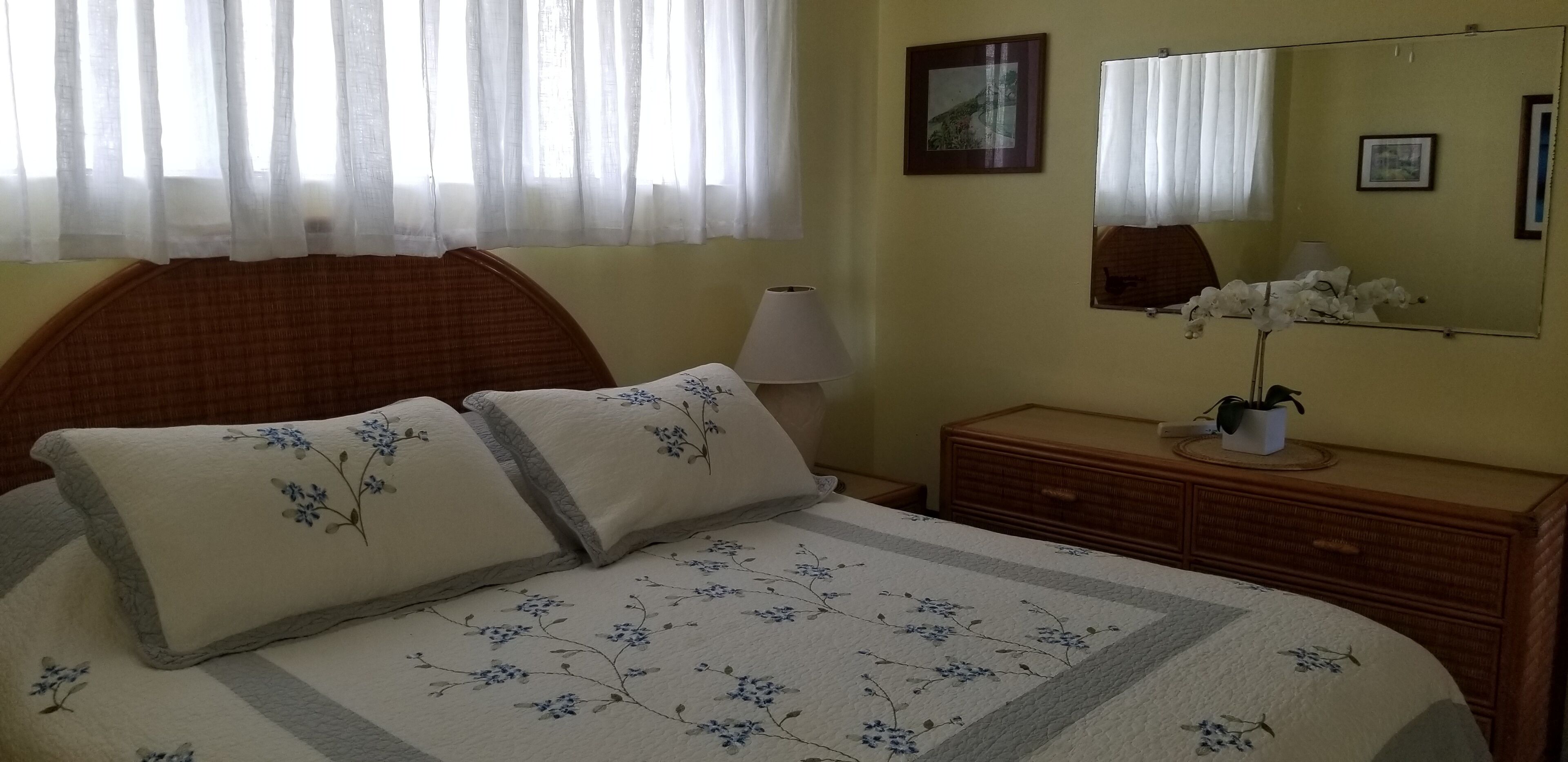 1 bedroom, desk, iron/ironing board, travel crib