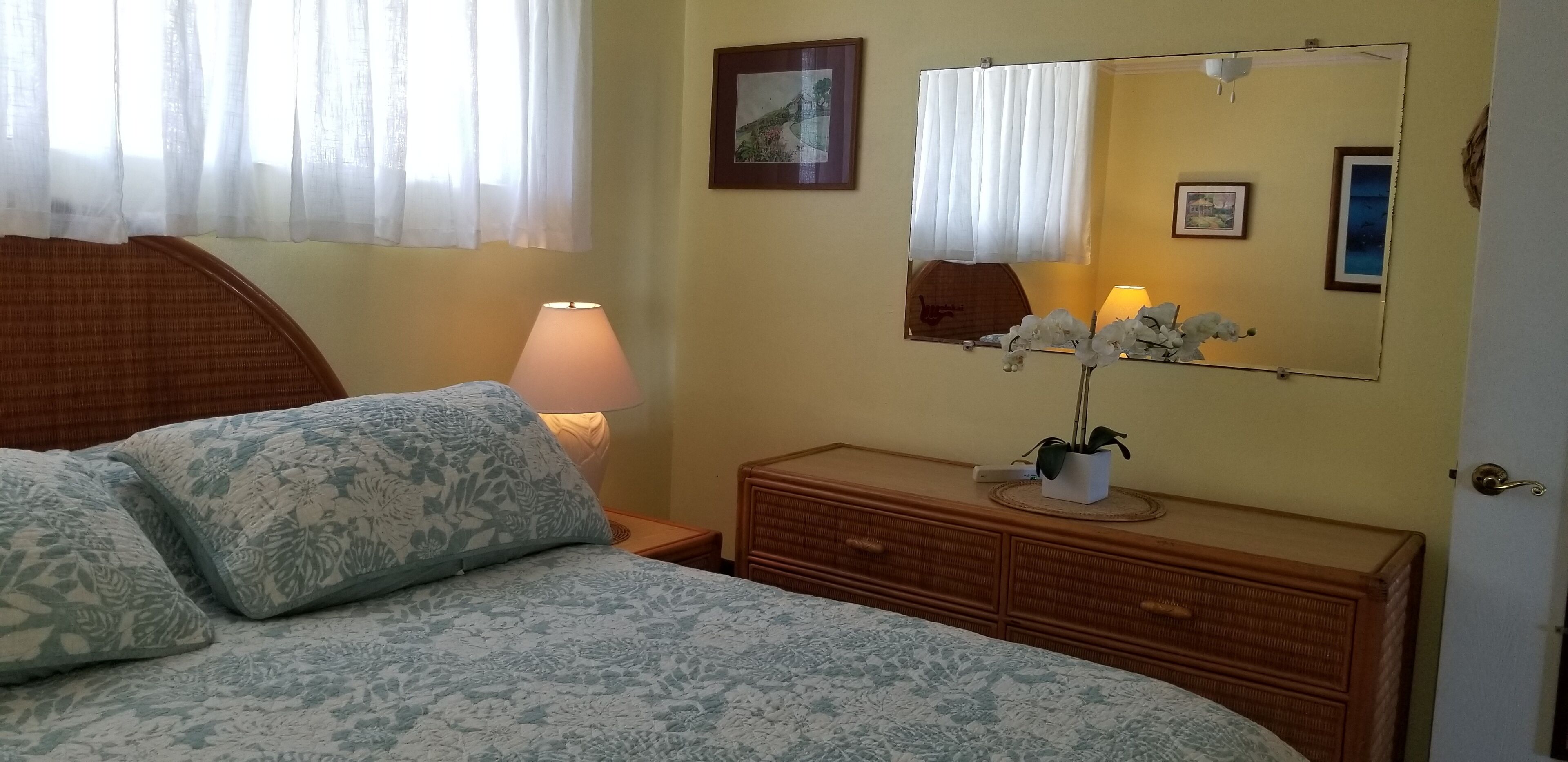 1 bedroom, desk, iron/ironing board, travel crib