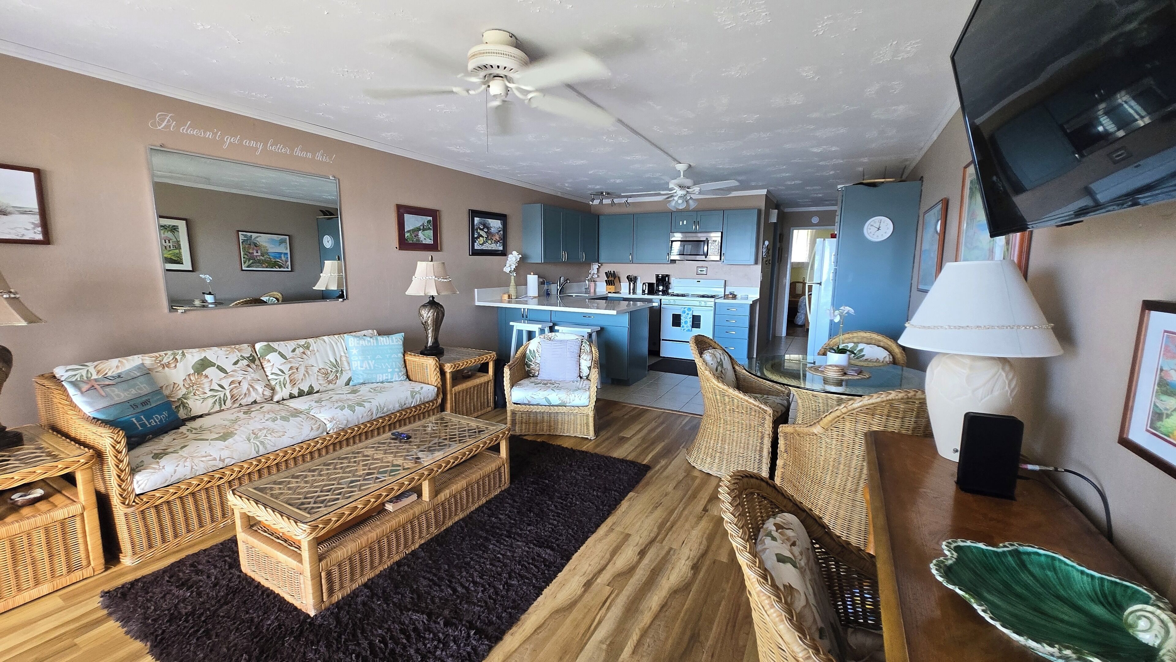 Smart TV, books, music library, stereo