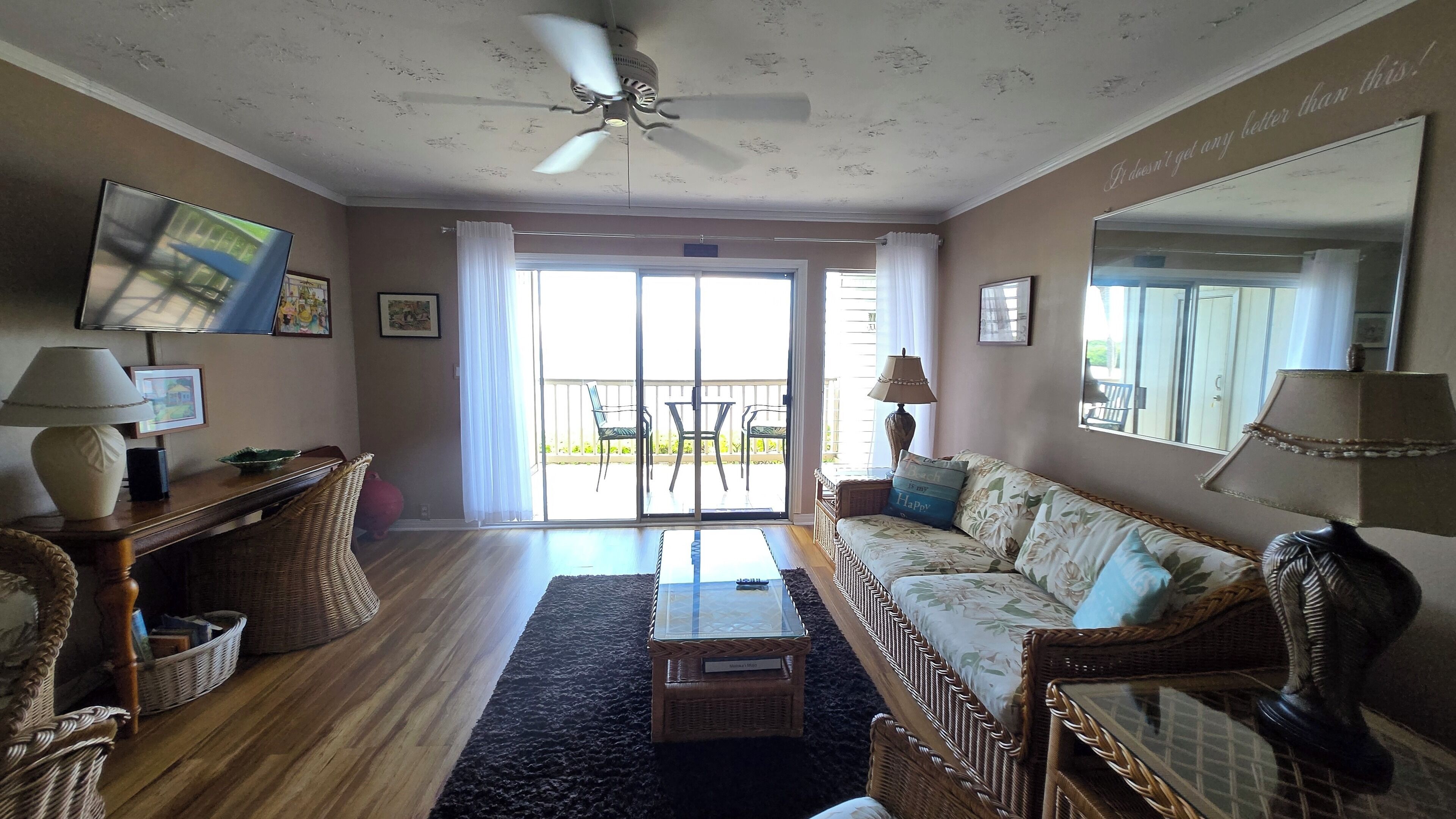 Smart TV, books, music library, stereo