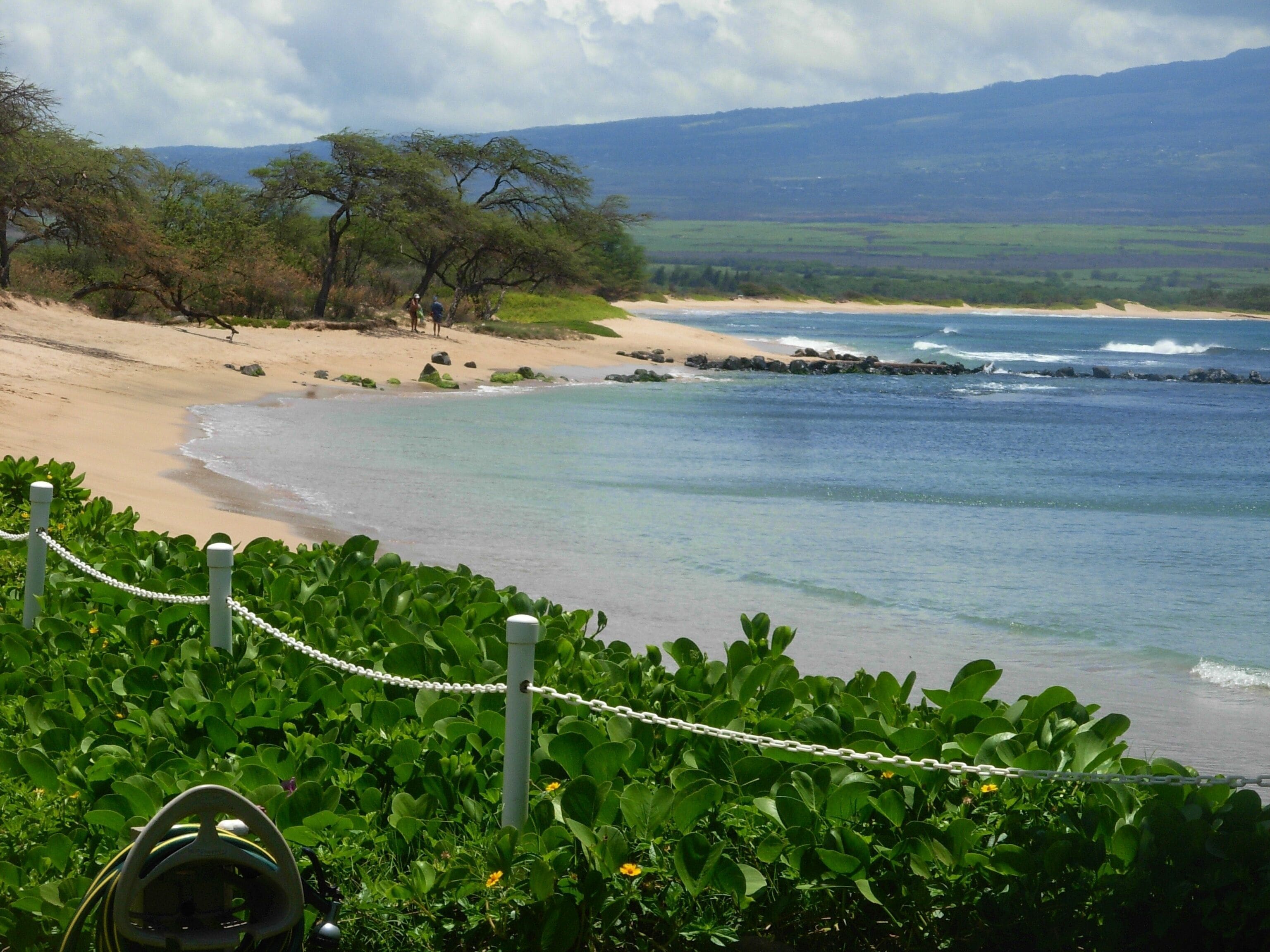 On the beach, sun-loungers, beach towels