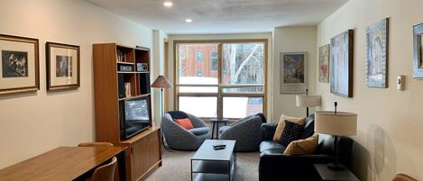 Smart TV, DVD player, books, stereo