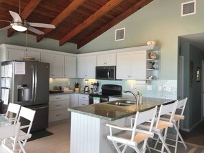 Microwave, stovetop, coffee/tea maker, toaster