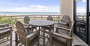 Outdoor dining - Panoramic Ocean Views  in this Luxury 3 Bedroom Updated Oceanfront Villa   (Hilton Head Island)