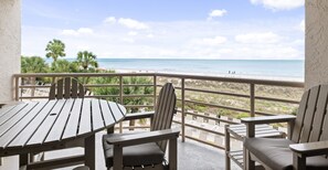 Outdoor dining - Panoramic Ocean Views  in this Luxury 3 Bedroom Updated Oceanfront Villa   (Hilton Head Island)