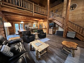 Smart TV, fireplace, video games, DVD player