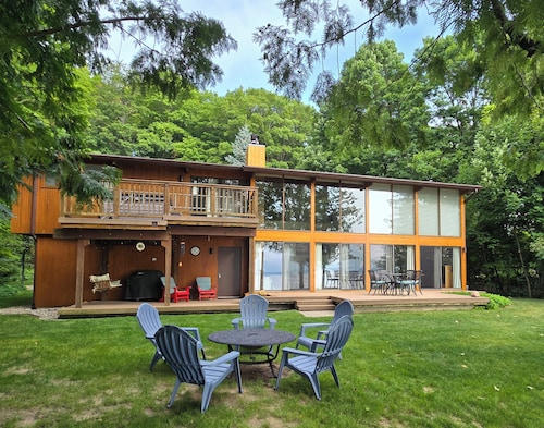 Private Lakefront Suttons Bay Home with Hot Tub, Newly Renovated Beach and A/C!
