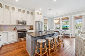 Fridge, microwave, oven, stovetop - Spacious pet-friendly luxury retreat steps to Lagoon Pool, 7 bikes, porch swings (Seacrest Beach)