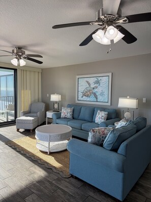 Flat-screen TV, DVD player