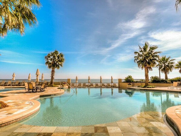 An infinity pool, a heated pool