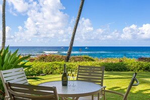 Outdoor dining - Poipu Kapili 6 by Alekona Kauai: Oceanfront Corner Condo w AC (Koloa)