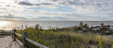 Beach nearby, sun loungers