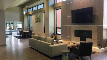 Smart TV, fireplace, DVD player, books