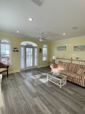 Smart TV, DVD player, books, video library