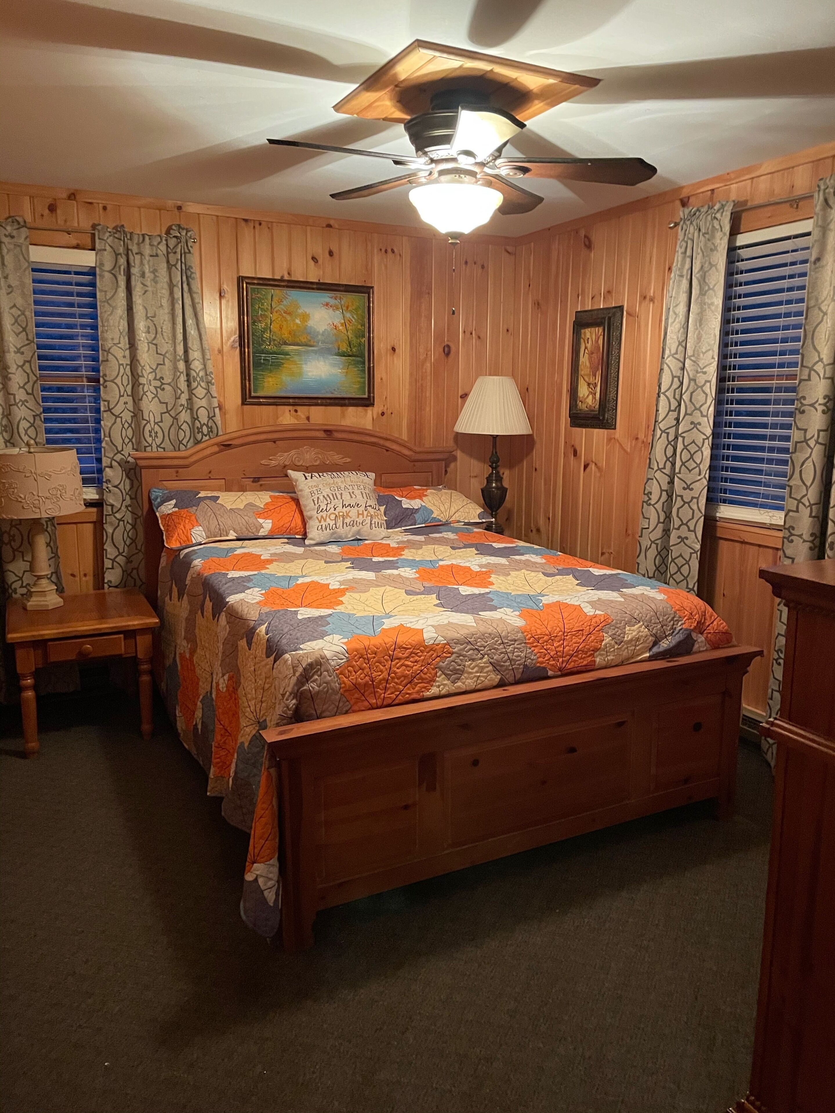 4 bedrooms, memory foam beds, iron/ironing board, travel crib