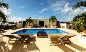 A rooftop pool