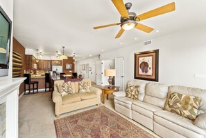 TV, fireplace, offices